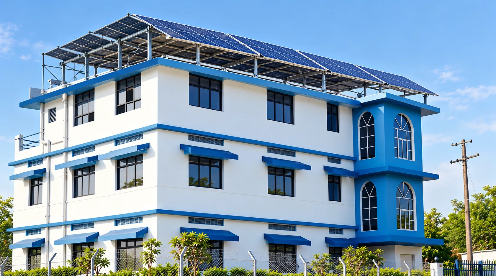 ATC Industries green initiative: rooftop solar panels on raised steel frames